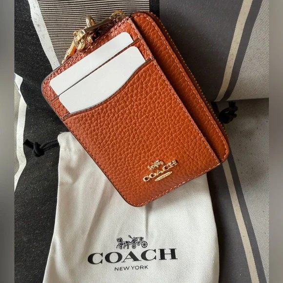 Coach Tan Leather Card Wallet - Picture 1 of 7